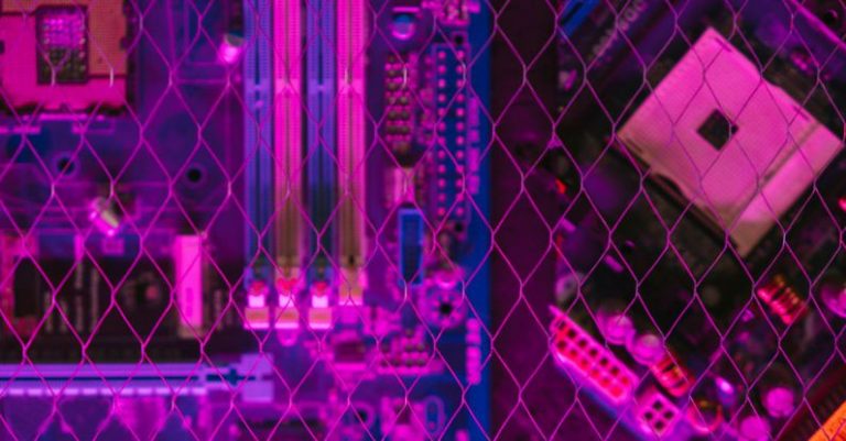 Tech Integration - Motherboard Behind Wire Mesh