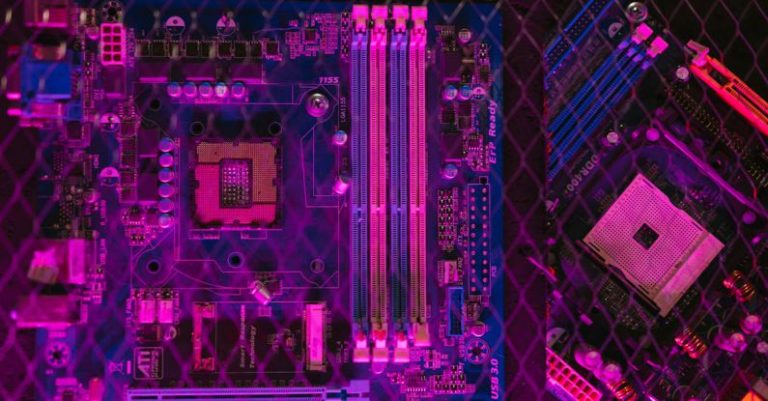 Tech Integration - Motherboard Behind Wire Mesh