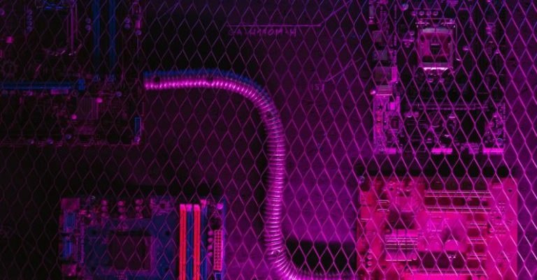 Tech Integration - Printed Circuit Board Behind a Wire Mesh